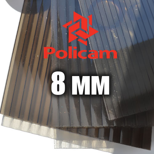  Лист бронзового стільникового полікарбонату 2.1х6м (POLICAM), 8мм