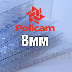 Лист стільникового полікарбонату прозорого (POLICAM), 8 мм